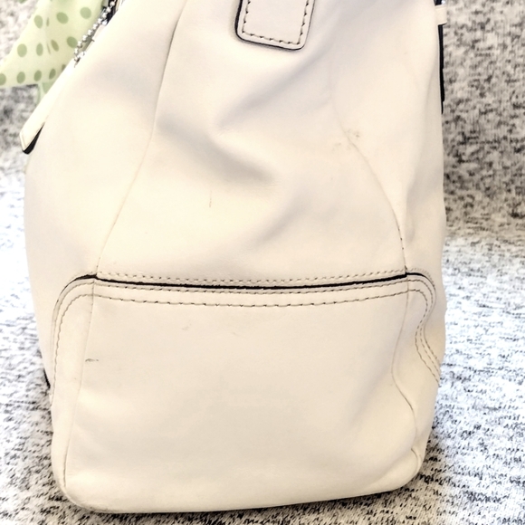 ❇️ Coach Hamptons Chalk White Leather Satchel Convertible Shoulder Bag w/ Scarf - Picture 9 of 15